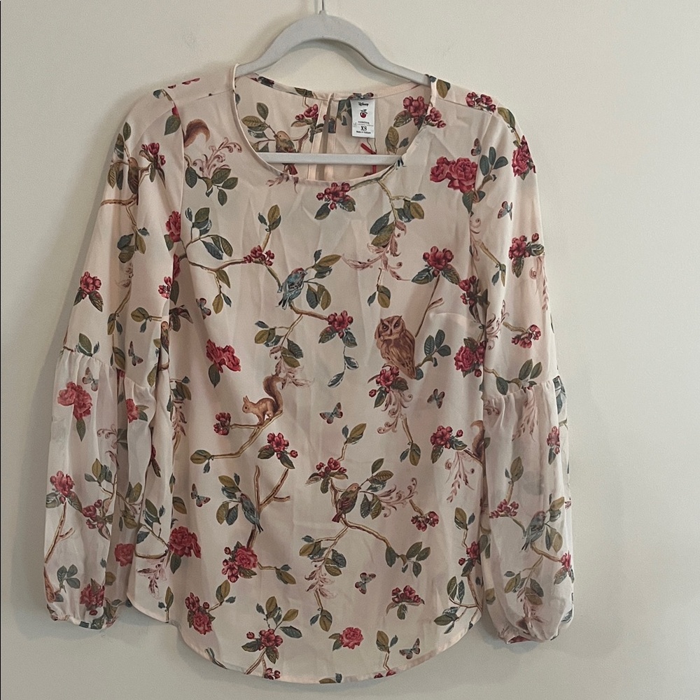 Lauren Conrad Snow White Blouse Disney Floral Woodland Princess NWT Feminine XS